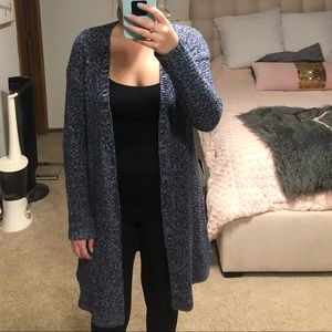 Blue and black knit cardigan